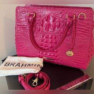 Brahmin Pink Crocodile Embossed Women's Bag